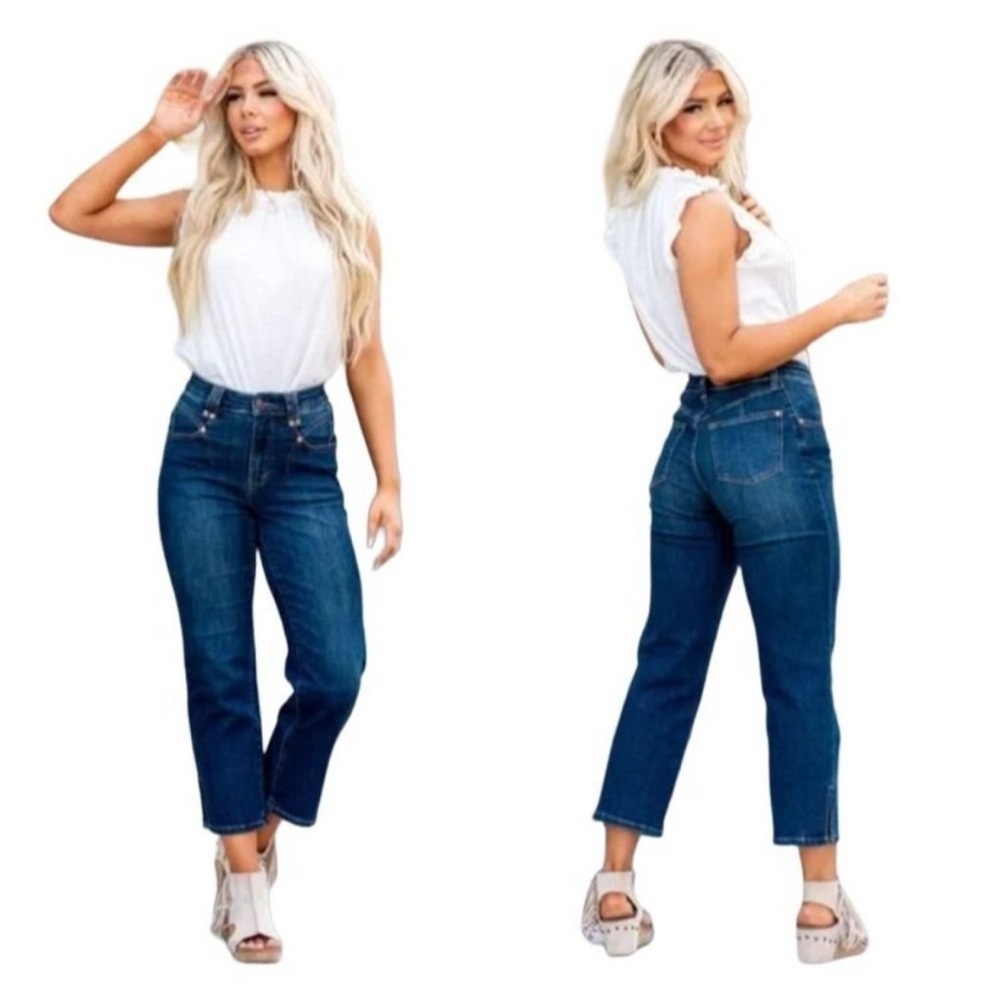 Judy Blue Alta High Rise Cropped Straight Leg Jeans 88127 16 W